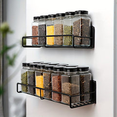 Magnetic Spice Rack For Refrigerator Organizer with Shelf & Hooks