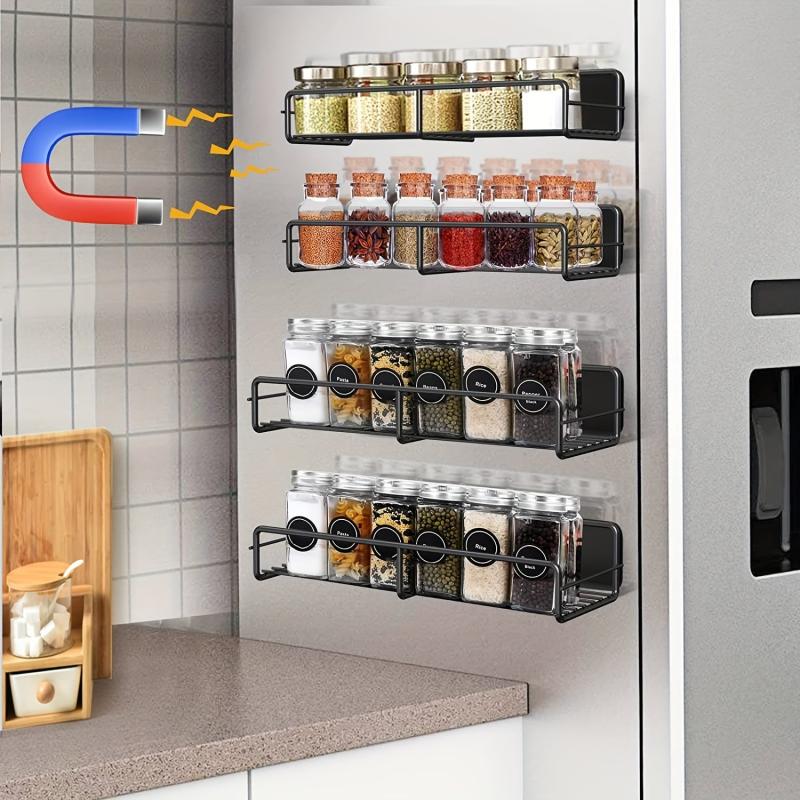 Magnetic Spice Rack For Refrigerator Organizer with Shelf & Hooks