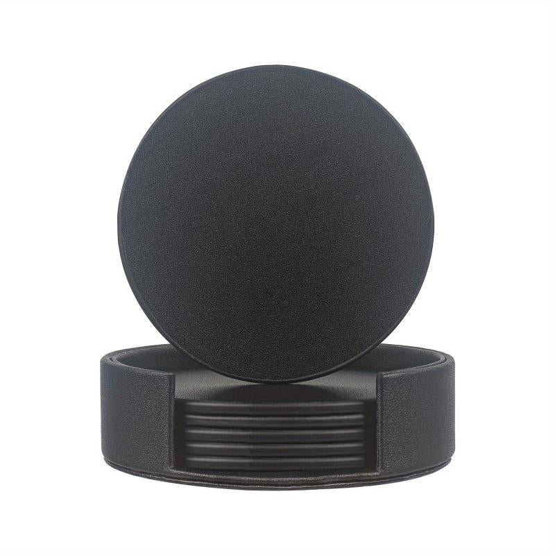 6pcs PU Leather Coasters Cup Mats Home Decor