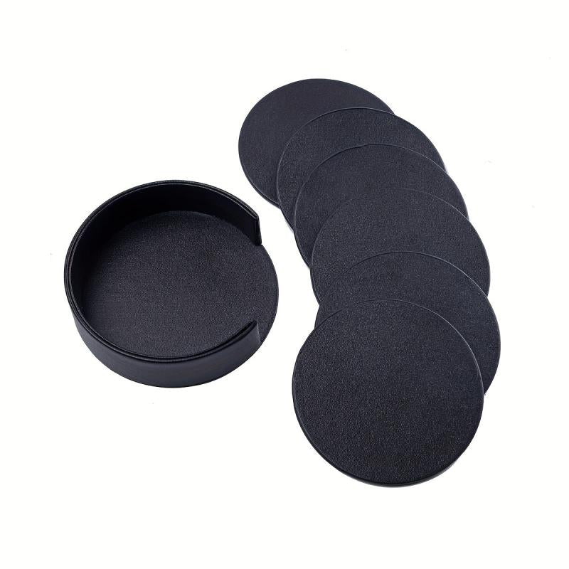 6pcs PU Leather Coasters Cup Mats Home Decor