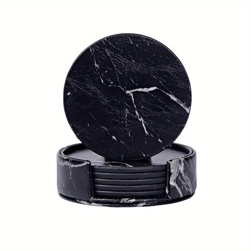 6pcs PU Leather Coasters Cup Mats Home Decor