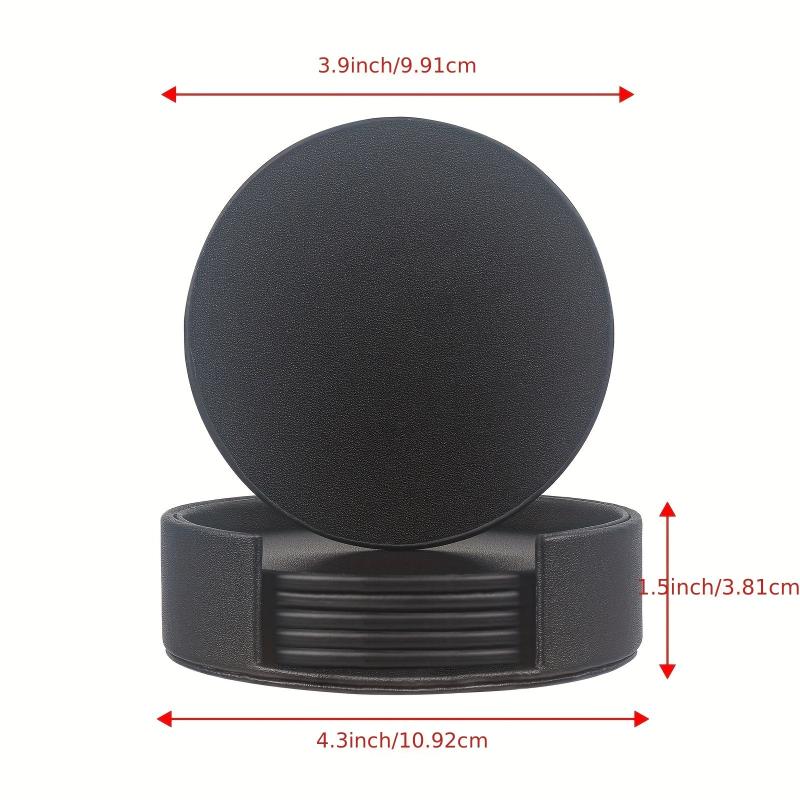 6pcs PU Leather Coasters Cup Mats Home Decor