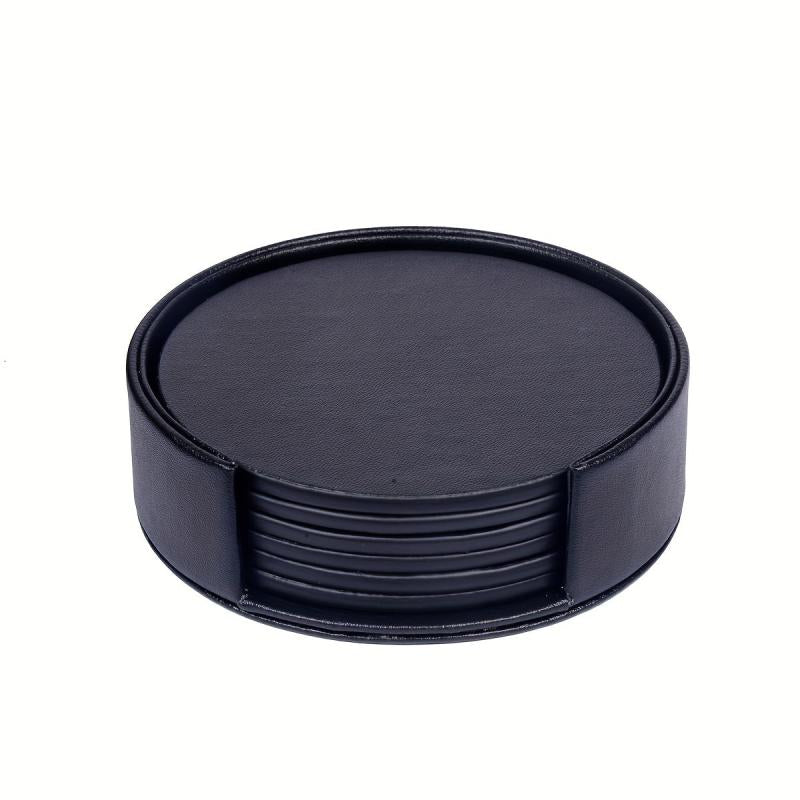 6pcs PU Leather Coasters Cup Mats Home Decor