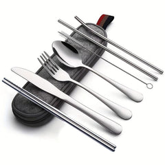 8pcs Travel Cutlery Set Stainless Steel Flatware Set