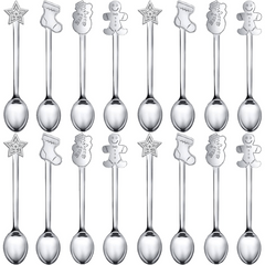 16PCS Christmas Spoon Set Creative Stainless Steel Coffee Tea Dessert Spoon