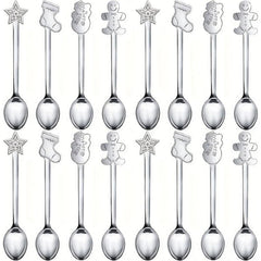 16PCS Christmas Spoon Set Creative Stainless Steel Coffee Tea Dessert Spoon