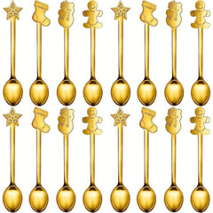 16PCS Christmas Spoon Set Creative Stainless Steel Coffee Tea Dessert Spoon