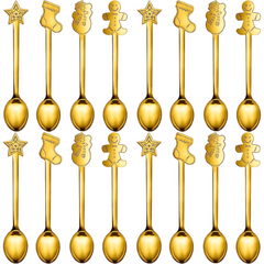 16PCS Christmas Spoon Set Creative Stainless Steel Coffee Tea Dessert Spoon