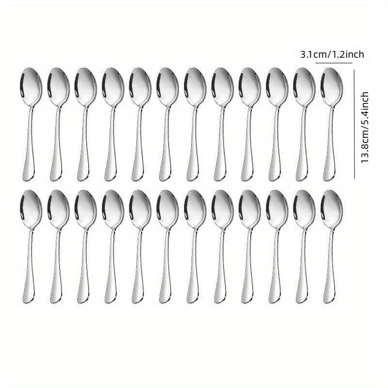 24pcs Stainless Steel Dessert Spoon Set Modern Tea Coffee Ice Cream Reusable