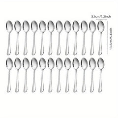 24pcs Stainless Steel Dessert Spoon Set Modern Tea Coffee Ice Cream Reusable