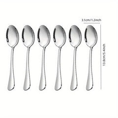 24pcs Stainless Steel Dessert Spoon Set Modern Tea Coffee Ice Cream Reusable