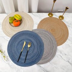 6pcs Round Cotton Placemat Nordic Style Heat Insulation Table Pad Lace Placemat