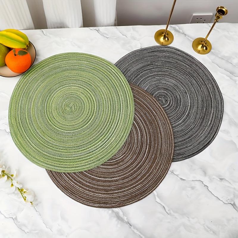 6pcs Round Cotton Placemat Nordic Style Heat Insulation Table Pad Lace Placemat