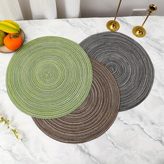 6pcs Round Cotton Placemat Nordic Style Heat Insulation Table Pad Lace Placemat