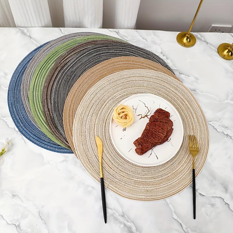 6pcs Round Cotton Placemat Nordic Style Heat Insulation Table Pad Lace Placemat