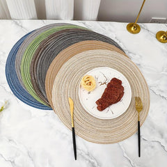 6pcs Round Cotton Placemat Nordic Style Heat Insulation Table Pad Lace Placemat