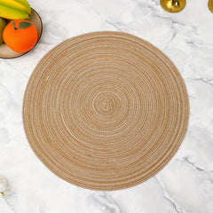 6pcs Round Cotton Placemat Nordic Style Heat Insulation Table Pad Lace Placemat