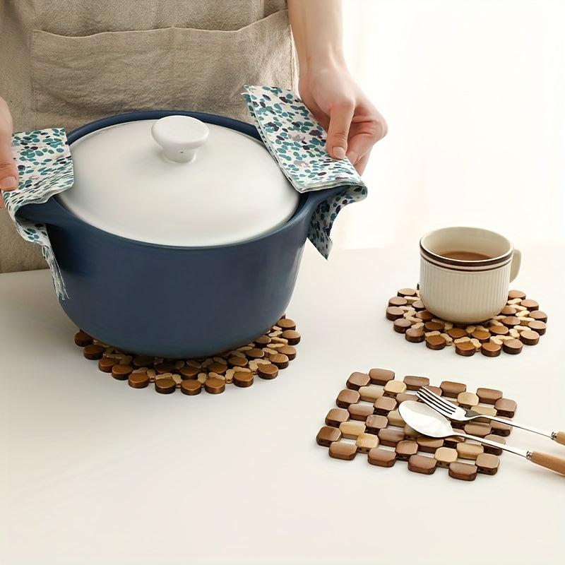 High Temp Resistant Bamboo Pot Mat Heat Insulation for Kitchen Plates
