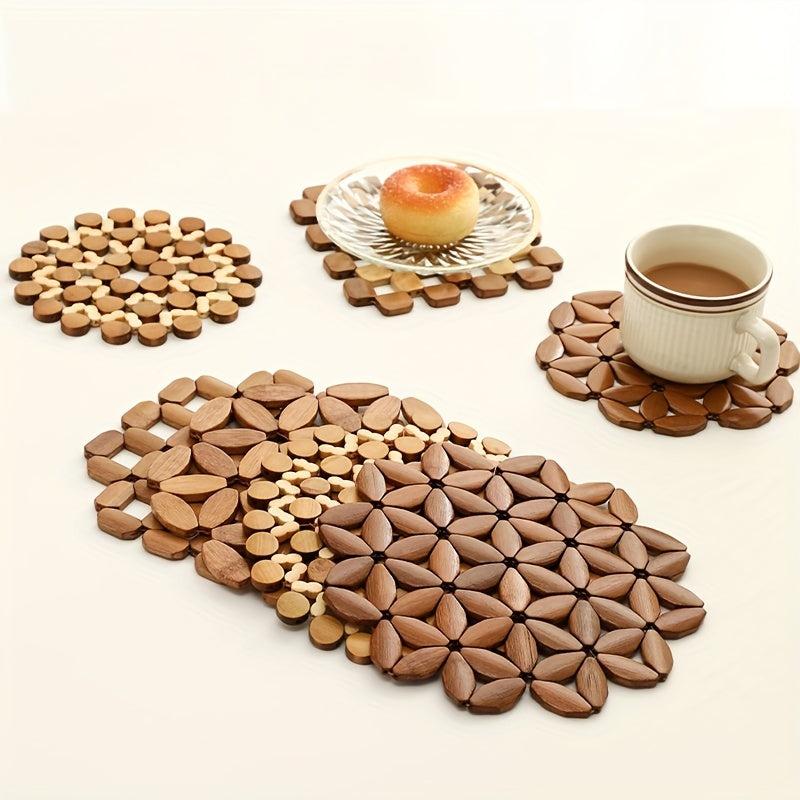 High Temp Resistant Bamboo Pot Mat Heat Insulation for Kitchen Plates