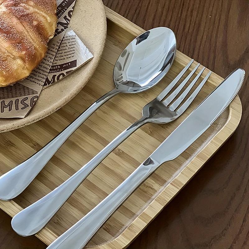 6PCS Dinner Knives Stainless Steel Silverware Set Classic Flatware Set