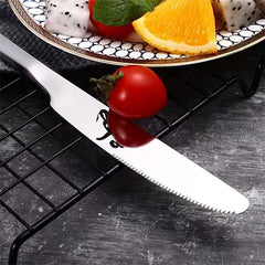 6PCS Dinner Knives Stainless Steel Silverware Set Classic Flatware Set