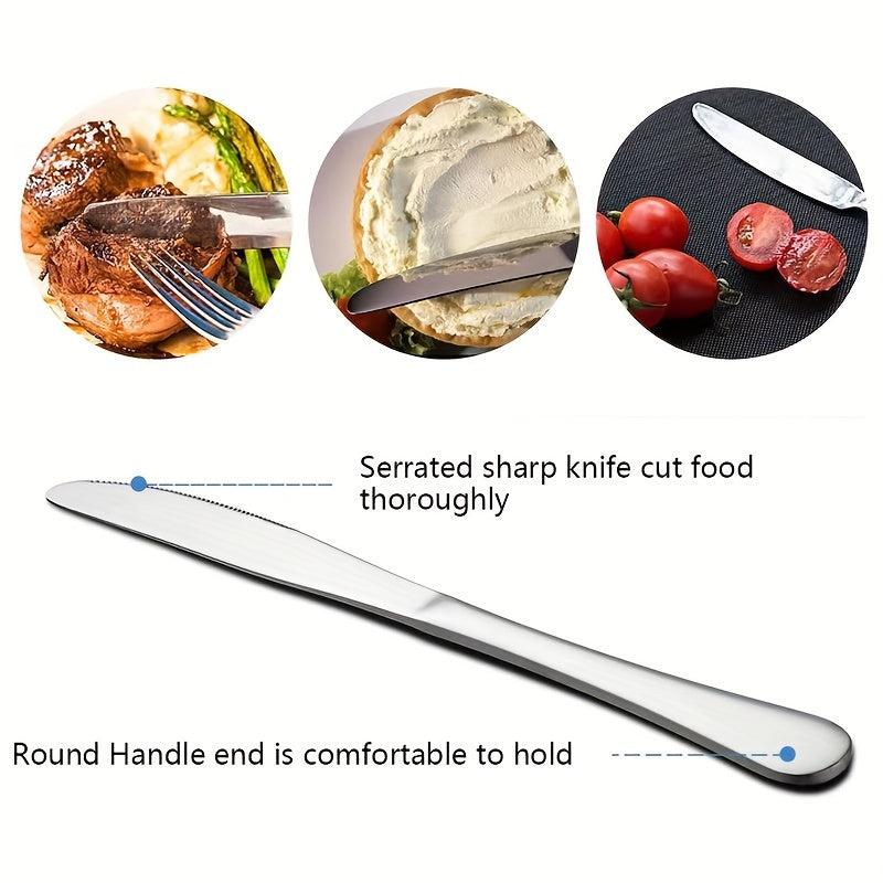 6PCS Dinner Knives Stainless Steel Silverware Set Classic Flatware Set