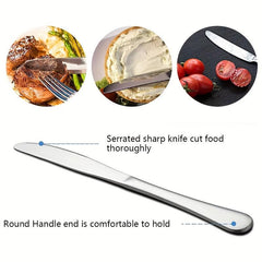 6PCS Dinner Knives Stainless Steel Silverware Set Classic Flatware Set