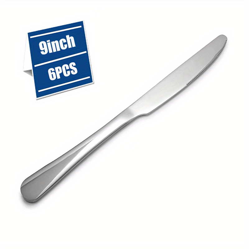 6PCS Dinner Knives Stainless Steel Silverware Set Classic Flatware Set