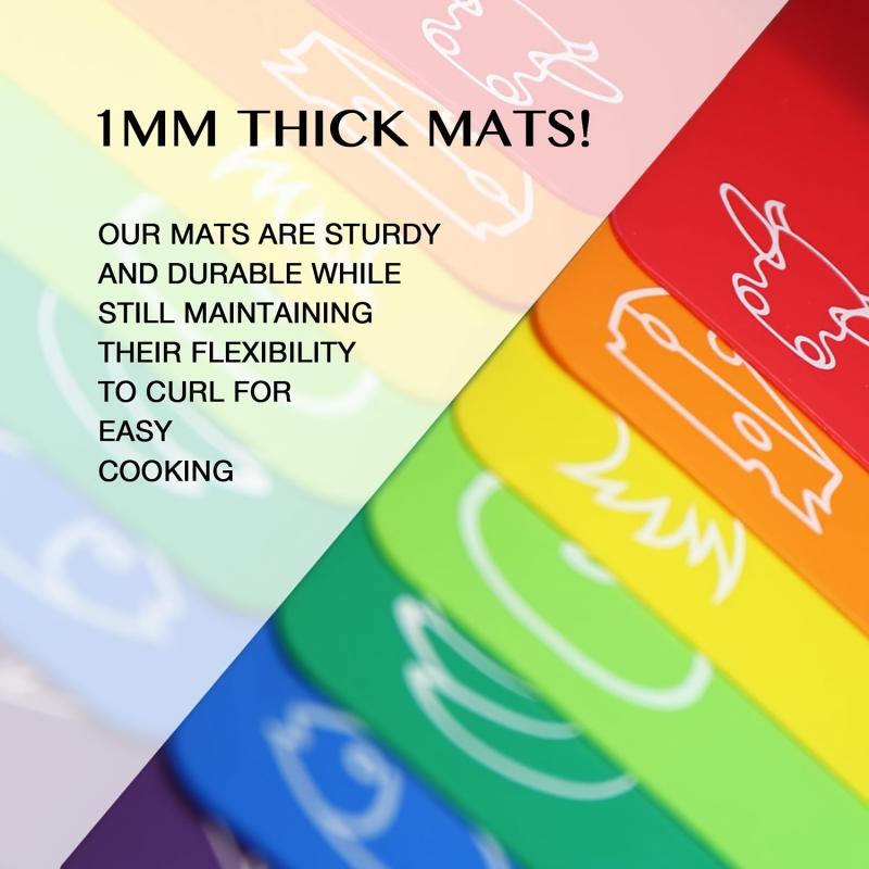 7pcs Colorful Cutting Mats Food Icons BPA Non Porous