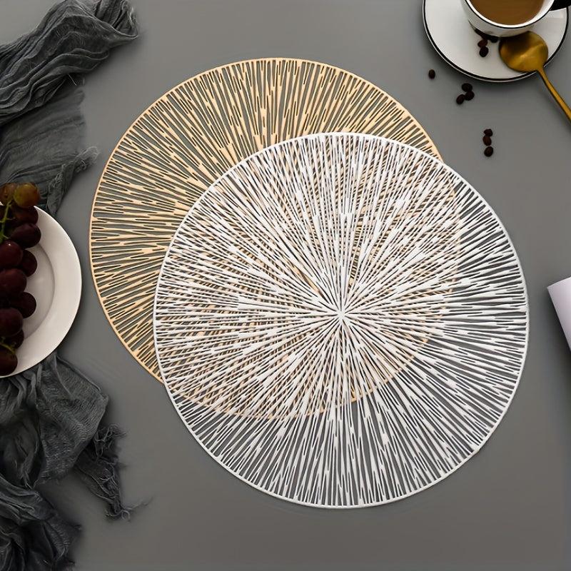 6pcs Fireworks Bronzing PVC Placemats Hollow Out Washable Reusable