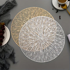 6pcs Fireworks Bronzing PVC Placemats Hollow Out Washable Reusable
