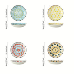 4 Pcs Ceramic Plate 20 32 Cm Floral Pattern Porcelain Dinner Plate