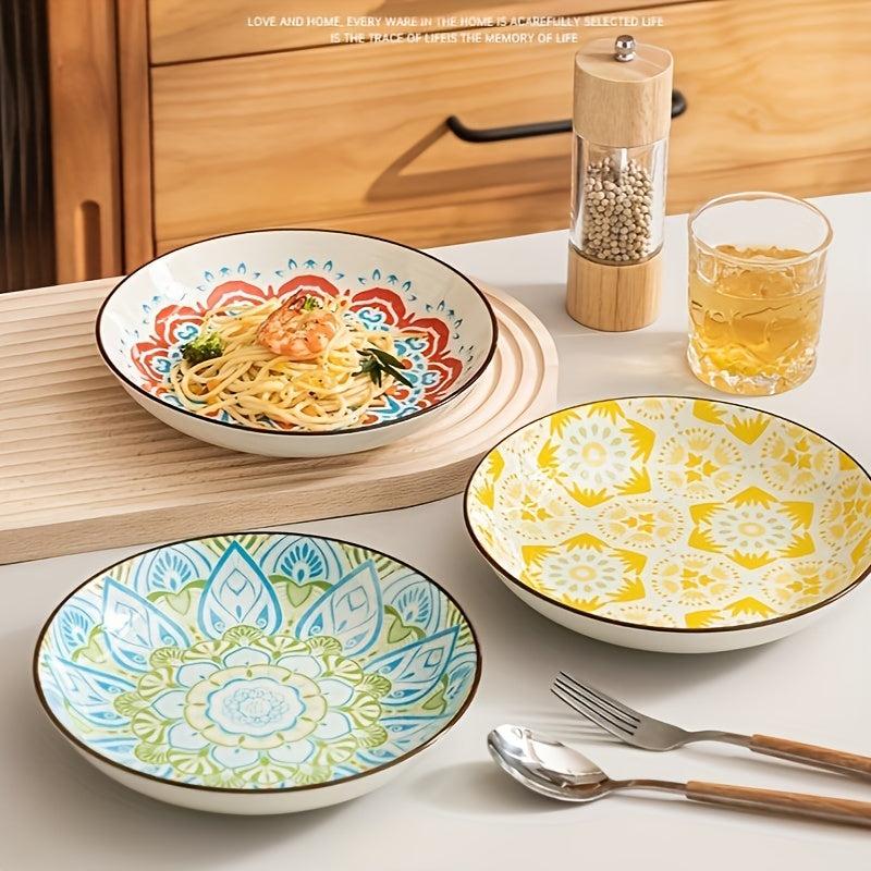 4 Pcs Ceramic Plate 20 32 Cm Floral Pattern Porcelain Dinner Plate
