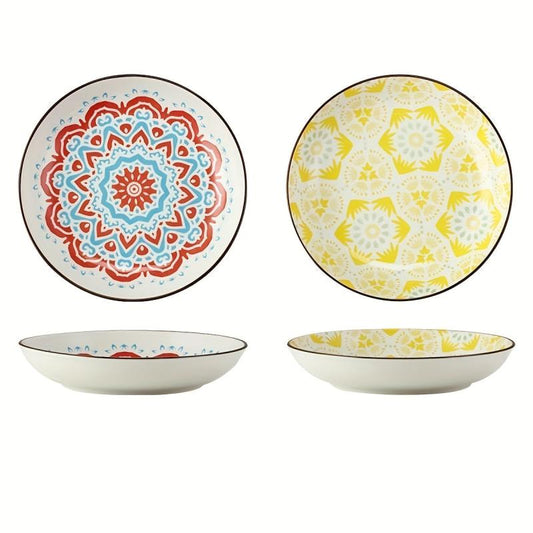 4 Pcs Ceramic Plate 20 32 Cm Floral Pattern Porcelain Dinner Plate