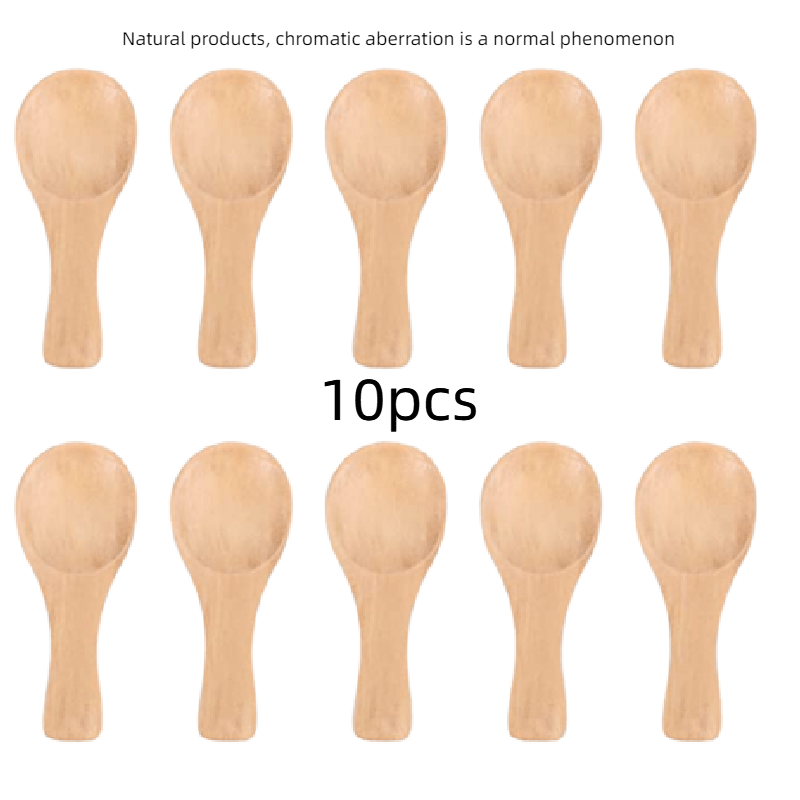 10pcs Small Wooden Spoons Short Handle for Jams Condiments Spices Sugar Coffee