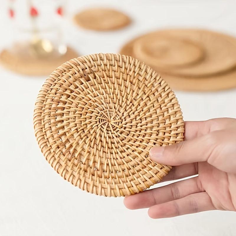 1Pc Natural Rattan Coaster Table Mat Cup Mat Tea Coffee Mug Drinks Holder Pad