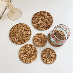 1Pc Natural Rattan Coaster Table Mat Cup Mat Tea Coffee Mug Drinks Holder Pad