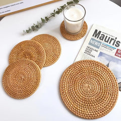 1Pc Natural Rattan Coaster Table Mat Cup Mat Tea Coffee Mug Drinks Holder Pad