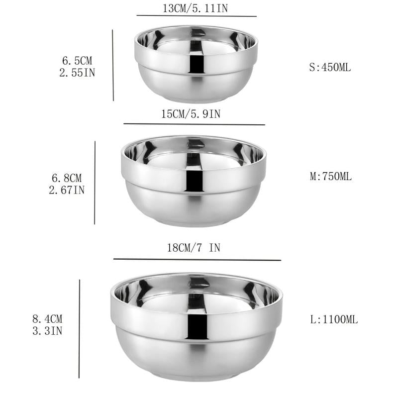 4pcs Stainless Steel Anti-Scalding Noodle Salad Bowls
