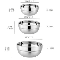 4pcs Stainless Steel Anti-Scalding Noodle Salad Bowls