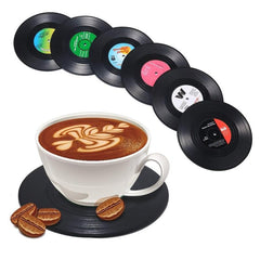 Set of 6 Retro Vinyl Record Coasters - Prevent Furniture from Scratches