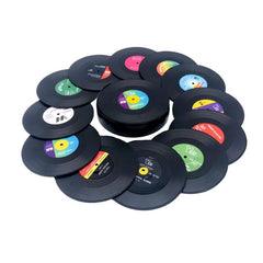 Set of 6 Retro Vinyl Record Coasters - Prevent Furniture from Scratches