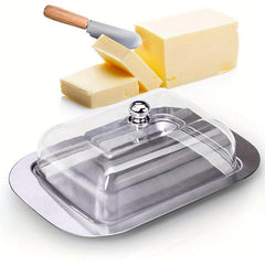 Stainless Steel Butter Dish with Lid - Transparent and Durable Butter Container