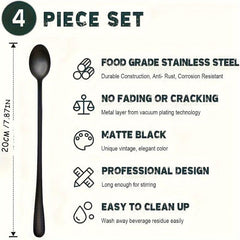 4pcs Stainless Steel Long Handle Ice Scoop and Coffee Spoon