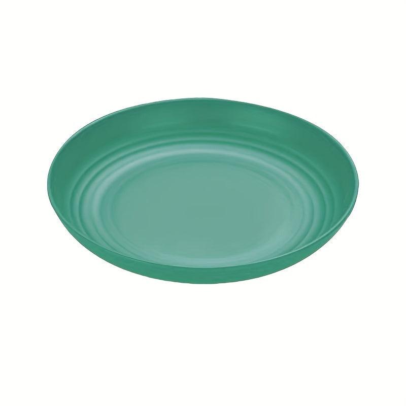 4pcs Plastic Dinner Plate 22.86 Cm Reusable Round Salad Plate