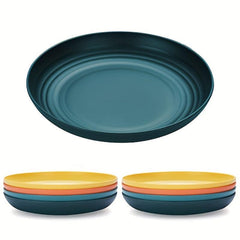 4pcs Plastic Dinner Plate 22.86 Cm Reusable Round Salad Plate