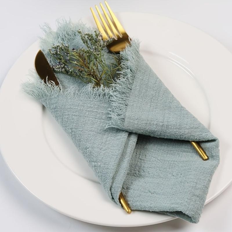 4pcs Cotton Napkins with Fringe for Dinners Parties Wedding
