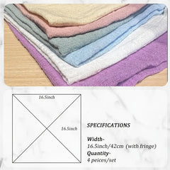 4pcs Cotton Napkins with Fringe for Dinners Parties Wedding