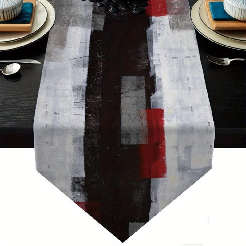 Abstract Art Geometric Table Runner Rustic Farmhouse Style