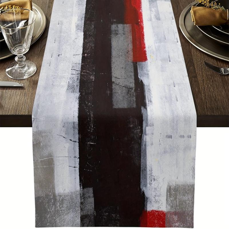 Abstract Art Geometric Table Runner Rustic Farmhouse Style